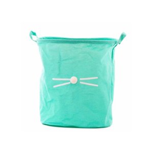 Cesto Organizador Dobrável De Roupas Brinquedos Com Pompom - Verde