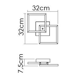 Plafon de Led Double 2 Aros Quadrado 20W - 2