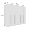 Ver imagem 4 de Guarda-Roupa Casal 6 Portas 8 Gavetas e Puxador MDF Yescasa Branco Neve Portugal