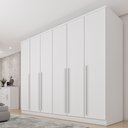 Ver imagem 1 de Guarda-Roupa Casal 6 Portas 8 Gavetas e Puxador MDF Yescasa Branco Neve Portugal