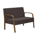 Ver imagem 1 de Poltrona 2 Lugares Jade Braço Madeira Suede Marrom
