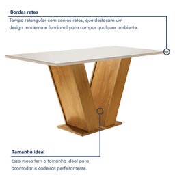 Mesa para Sala de Jantar 120cm Tampo em Vidro/MDF Espanha Espresso Móveis - 4
