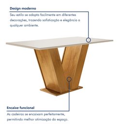 Mesa para Sala de Jantar 120cm Tampo em Vidro/MDF Espanha Espresso Móveis - 3