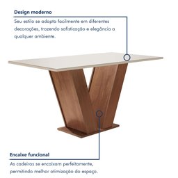 Mesa para Sala de Jantar 120cm Tampo em Vidro/MDF Espanha Espresso Móveis - 3