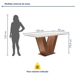 Mesa para Sala de Jantar 120cm Tampo em Vidro/MDF Espanha Espresso Móveis - 5