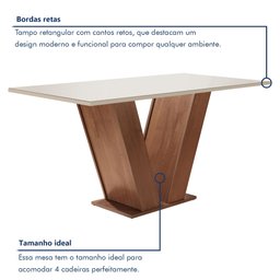 Mesa para Sala de Jantar 120cm Tampo em Vidro/MDF Espanha Espresso Móveis - 4