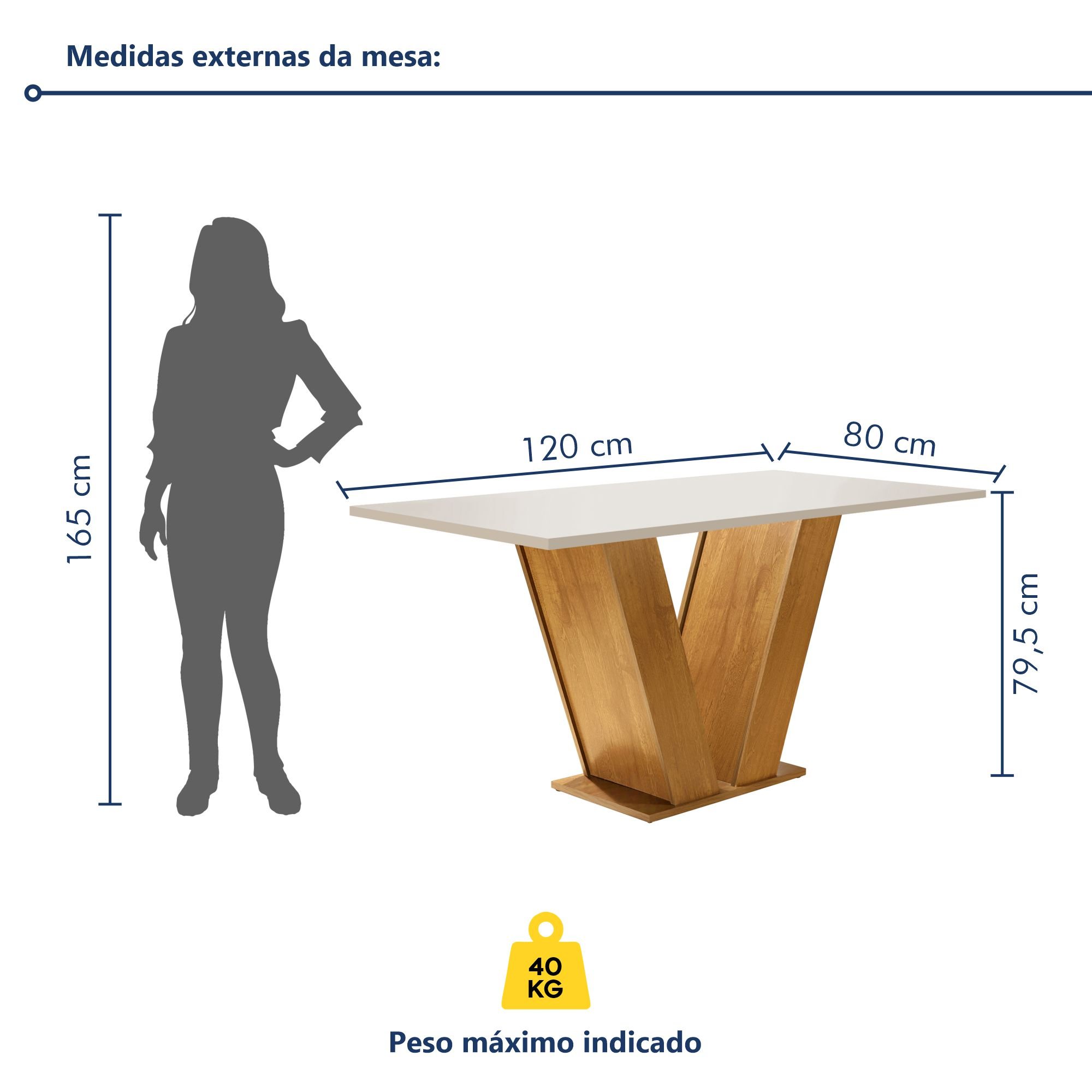 Mesa para Sala de Jantar 120cm Tampo em MDF Espanha Espresso Móveis - 6