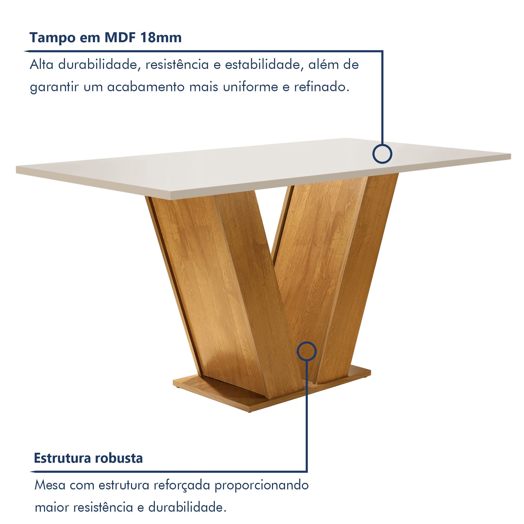 Mesa para Sala de Jantar 120cm Tampo em MDF Espanha Espresso Móveis - 3