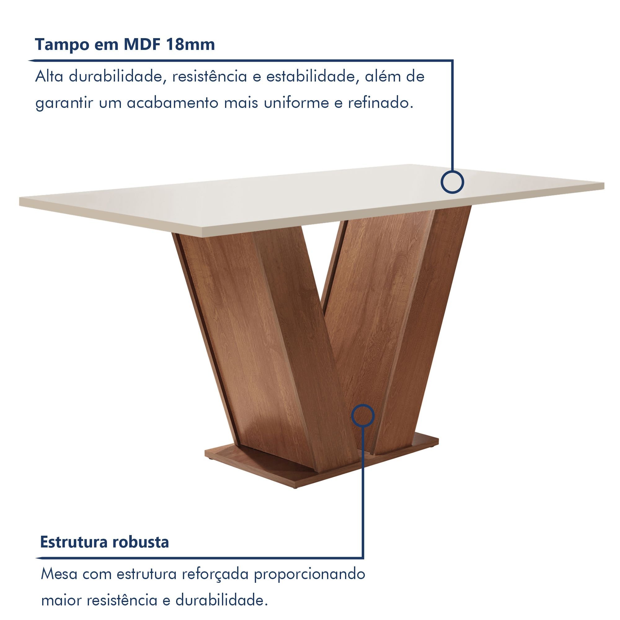 Mesa para Sala de Jantar 120cm Tampo em MDF Espanha Espresso Móveis - 2