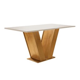 Mesa para Sala de Jantar 160cm Tampo em Vidro/MDP Espanha Espresso Móveis - 1