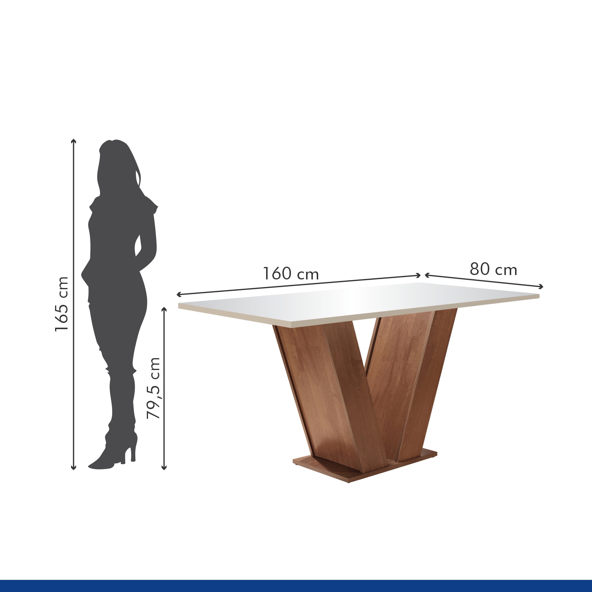 Mesa para Sala de Jantar 160cm Tampo em Vidro/MDP Espanha Espresso Móveis - 2