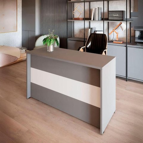 Balcão de Atendimento 90 cm Reto Recepção Baixo F5 Office Cor:Cinza Sagrado com Branco