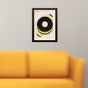Ver imagem 2 de Quadro Bauhaus Preto e Amarelo - Disco Música 24x18cm:moldura Branca