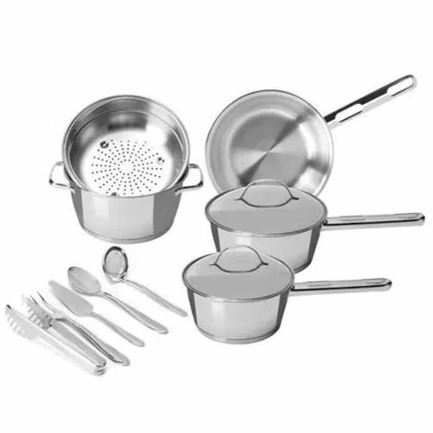 Conjunto de Panelas 10 Peças Inox Allegra Fundo Triplo Tramontina