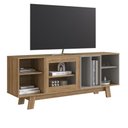 Ver imagem 3 de Rack para Tv até 65 Polegadas com 2 Portas e 4 Nichos Mel Fume