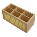 Ver imagem 1 de Porta Talheres de Bambu e Palhinha 6 Divisórias Natural 11,5x25x10,5cm - Oikos