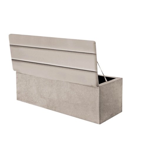 Calçadeira Baú Recamier Estofada Cama Queen 160cm Argentina Corino Bege- Mabe Magazine