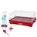 Ver imagem 1 de Kit Gaiola Porquinho Índia Aramado Bandeja Bebedouro 300ml - Vermelho