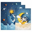 Ver imagem 4 de Kit 3 Quadro Decorativo Galáxia Astronauta Infantil Criança Qualidade Premium Moderno 28x20cm