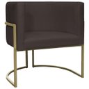 Ver imagem 1 de Poltrona Decorativa para Sala Recepção Luna Suede Base Ferro Champagne