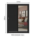 Ver imagem 3 de Guarda-Roupa Solteiro Madesa Denver 2 Portas de Correr com Espelho Preto Cor:Preto