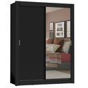 Ver imagem 2 de Guarda-Roupa Solteiro Madesa Denver 2 Portas de Correr com Espelho Preto Cor:Preto