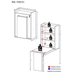 Armário Com Mesa Dobrável Multimóveis Preta - 6