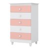 Quarto Infantil Cômoda Vitória 5 Gavetas, Guarda Roupeiro New Encanto 4 Portas Branco/Rosê - FbABY - 2