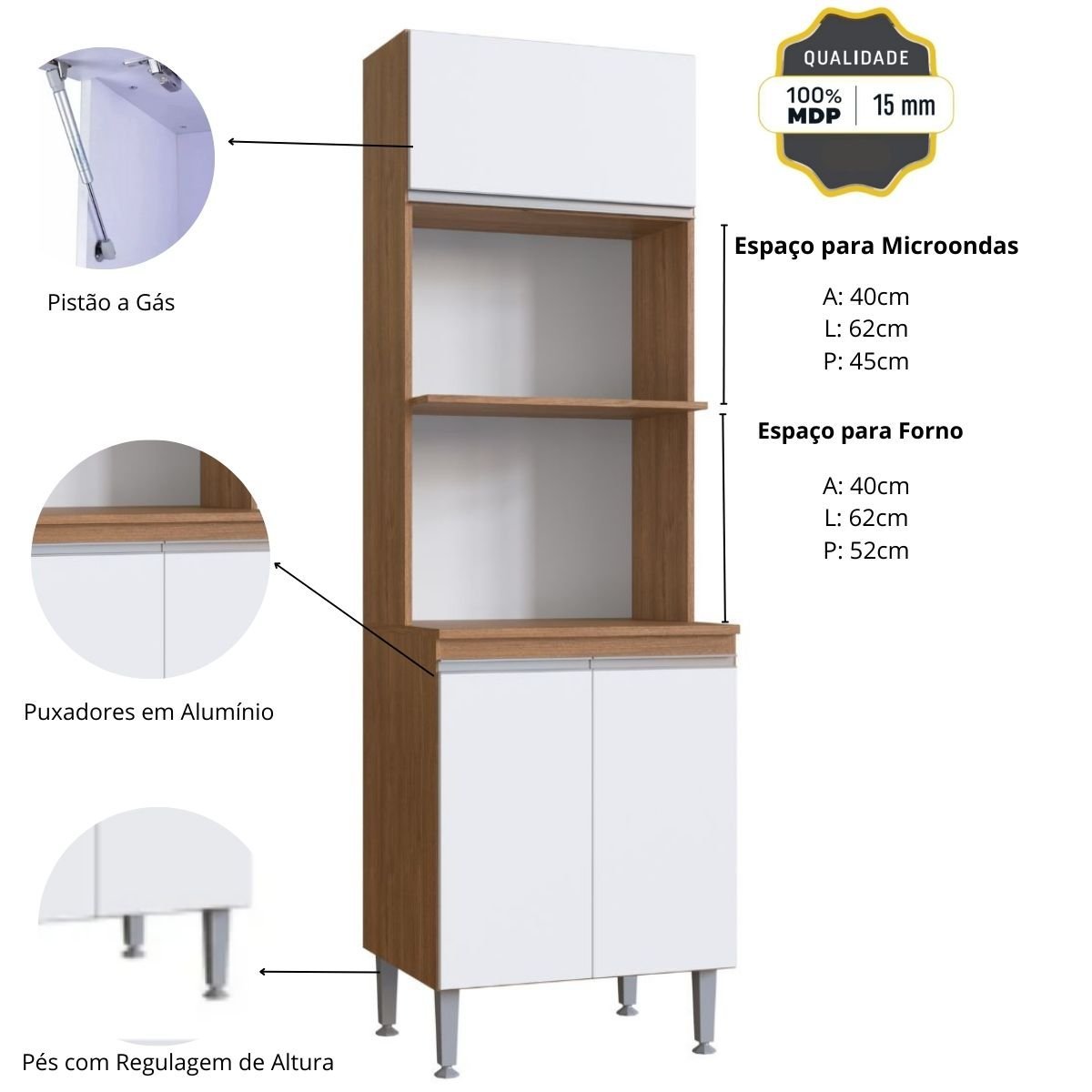 Cozinha Completa Modulada de Canto Athena 9 Peças Freijó Branco - 9