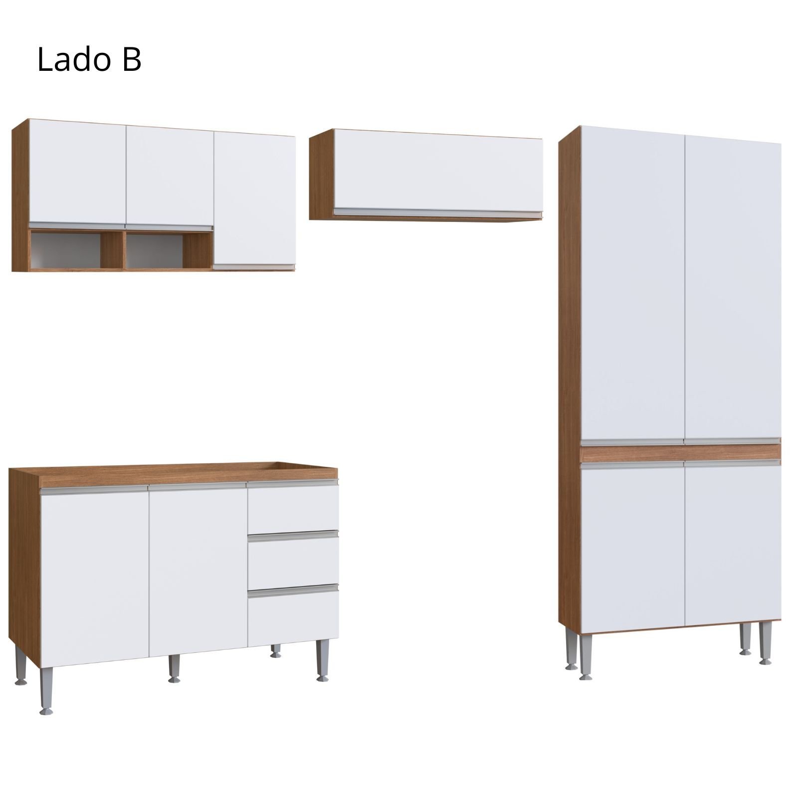 Cozinha Completa Modulada de Canto Athena 9 Peças Freijó Branco - 4