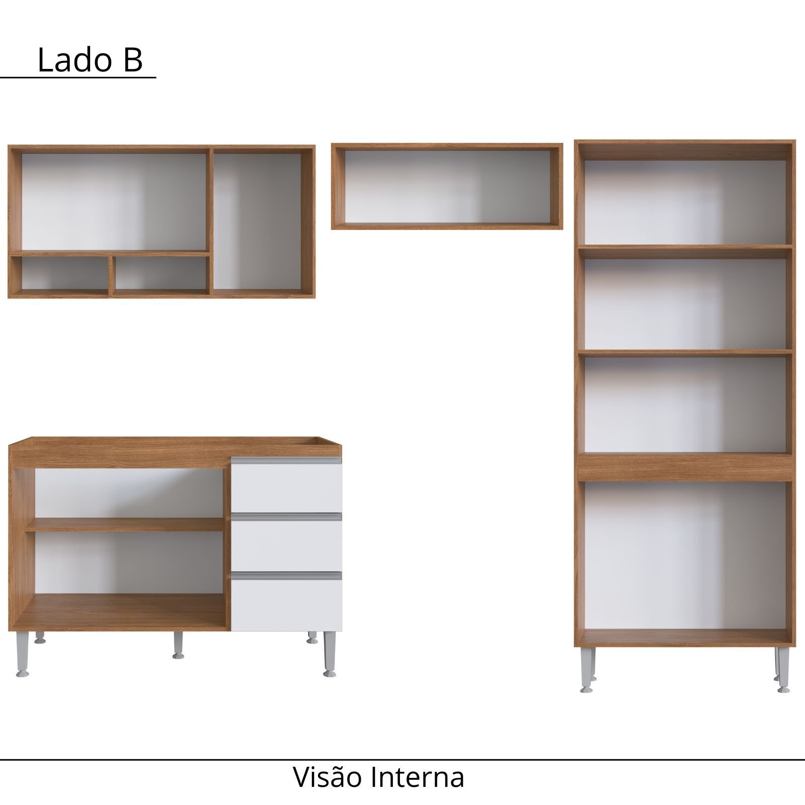 Cozinha Completa Modulada de Canto Athena 9 Peças Freijó Branco - 8