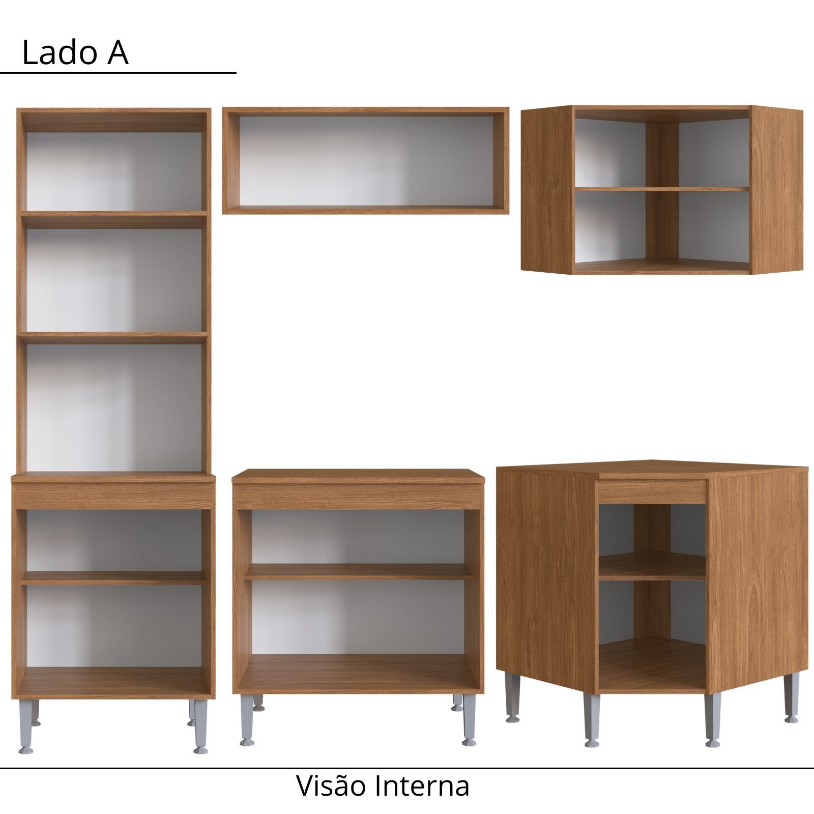 Cozinha Completa Modulada de Canto Athena 9 Peças Freijó Branco - 7