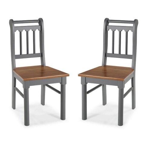 Conjunto De 2 Cadeiras de Madeira Maciça CINZA