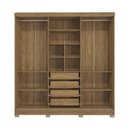 Ver imagem 4 de Guarda-roupa Casal Kappesberg 3 Portas Reversiveis de Correr 3 Espelhos 4 Gavetas Nogueira
