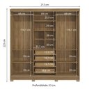Ver mais imagens de Guarda-roupa Casal Kappesberg 3 Portas Reversiveis de Correr 3 Espelhos 4 Gavetas Nogueira