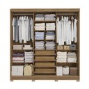 Ver imagem 3 de Guarda-roupa Casal Kappesberg 3 Portas Reversiveis de Correr 3 Espelhos 4 Gavetas Nogueira