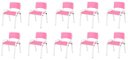 Ver imagem 1 de Kit 10 Cadeiras Infantil Iso, Escola, Base Branco- Rosa