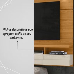 Painel Bancada Suspensa com Led Tvs até 60 Polegadas Lana 1.8 - Cinamomo/off White - 5