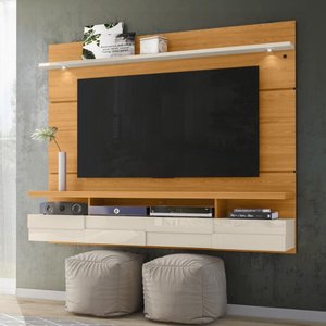 Painel Bancada Suspensa com Led Tvs até 60 Polegadas Lana 1.8 - Cinamomo/off White