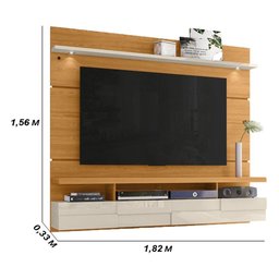Painel Bancada Suspensa com Led Tvs até 60 Polegadas Lana 1.8 - Cinamomo/off White - 2