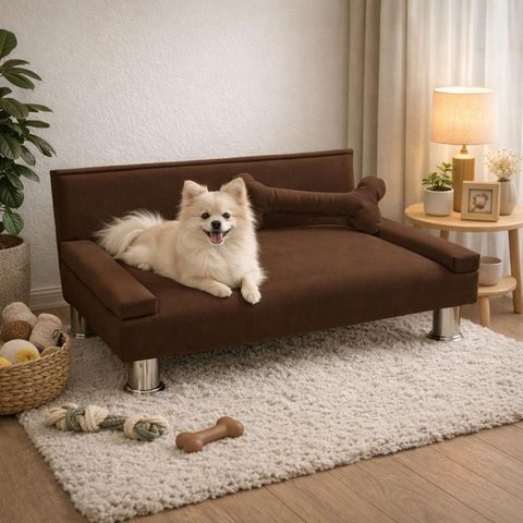 Cama Pet para Cães e Gatos 90x60cm com Almofada de Osso - Pallazio Cor:Marrom