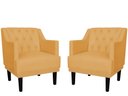 Ver imagem 1 de Kit 2 Poltronas Decorativa Alice Couro Amarelo Pés Madeira Mz Decor