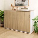 Ver imagem 1 de Armário Escritório 120cm 2 Portas de Correr e Prateleiras F5 Cor:macadâmia com Branco