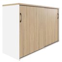 Ver imagem 5 de Armário Escritório 120cm 2 Portas de Correr e Prateleiras F5 Cor:macadâmia com Branco