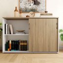 Ver imagem 4 de Armário Escritório 120cm 2 Portas de Correr e Prateleiras F5 Cor:macadâmia com Branco