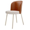Ver imagem 5 de Kit 5 Cadeiras Sala de Jantar Estofada Gavi Arena L02 Couríssimo Camel Linho Cru - Lyam Decor