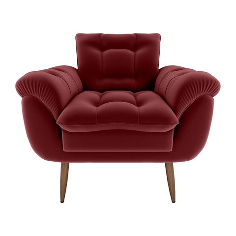 Poltrona Decorativa Xangai 1 Lugar Veludo Vermelho - Matrix