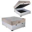 Ver imagem 1 de Cama Baú Casal Sintético + Colchão Casal Ortobom Airtech Molas SpringPocket (65x138x188) Branco