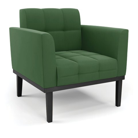 Poltrona Decorativa Karen Pés Fixo em Madeira Preto Suede Verde G19 - Gran Belo