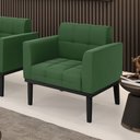 Ver imagem 2 de Poltrona Decorativa Karen Pés Fixo em Madeira Preto Suede Verde G19 - Gran Belo